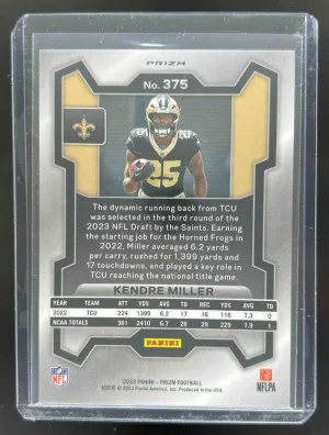 2023 Panini Prizm Kendre Miller Black and White Checker #375 RC Saints back