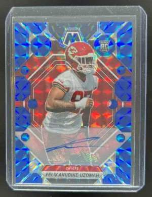 2023 Panini Mosaic Felix Anudike-Uzomah Rookie Auto Blue 82/99 #320 RC Chiefs front