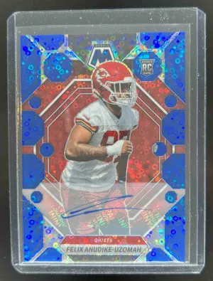 2023 Panini Mosaic Felix Anudike-Uzomah Rookie Auto No Huddle Blue #320 RC Chiefs front