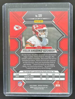 2023 Panini Mosaic Felix Anudike-Uzomah Rookie Auto No Huddle Blue #320 RC Chiefs back