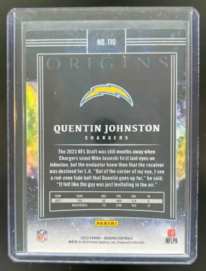 2023 Panini Origins Quentin Johnston #110 RC Chargers back