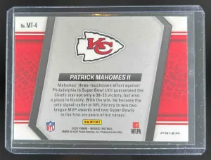 2023 Panini Mosaic Patrick Mahomes II Moments in Time No Huddle Silver #MT-4 Chiefs back