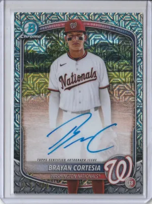2025 Bowman Chrome Mega Box Steel Metal Mega Refractor Auto Brayan Cortesia 056/100 front