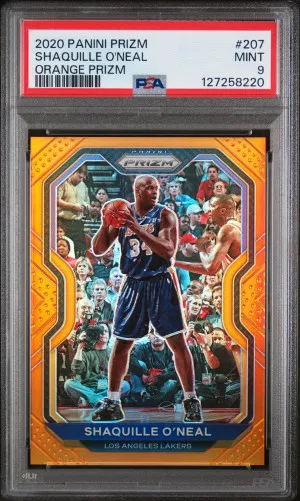 2020 Panini Prizm Orange /49 Shaquille O'Neal #207 PSA 9 MINT front