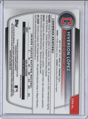 2025 Bowman Chrome Base Auto Hiverson Lopez back