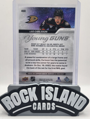 Leo Carlsson 2023-24 Upper Deck Series 2 Young Guns RC back