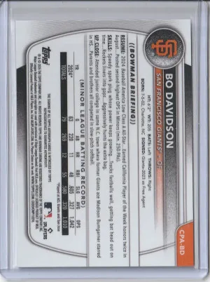 2025 Bowman Chrome Base Auto Bo Davidson back