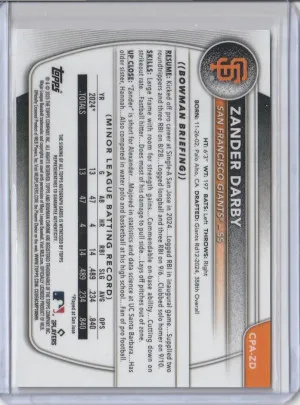 2025 Bowman Chrome Base Auto Zander Darby back