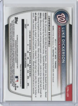 2025 Bowman Chrome Base Auto Luke Dickerson back
