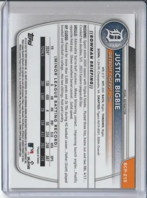 2025 Bowman Chrome Pearl Refractor Justice Bigbie back