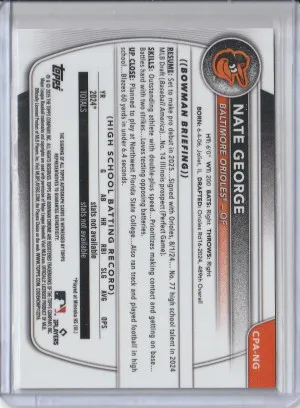 2025 Bowman Chrome Base Auto Nate George back