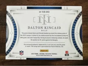 2023 National Treasures Dalton Kincaid Rookie Jumbo Prime Auto Book RJB-DKD /99 back