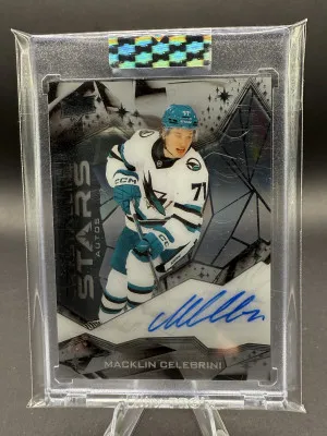 2024-25 Macklin Celebrini Crystalline Stars Clear Cut Rookie front