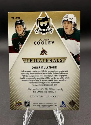 Logan Cooley The Cup Trilaterals /13 Rookie back