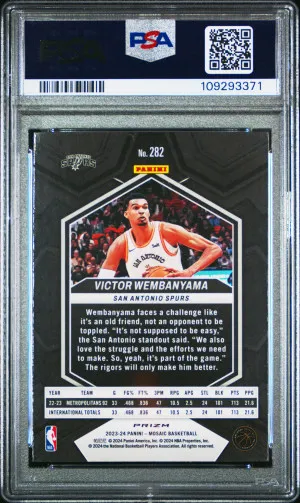 2023 Panini Mosaic Victor Wembanyama #282 (RC) City Edition Reactive Blue PSA 10 back