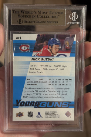 2019-20 Upper Deck Series Two YG #471 Nick Suzuki BGS 9.5 back