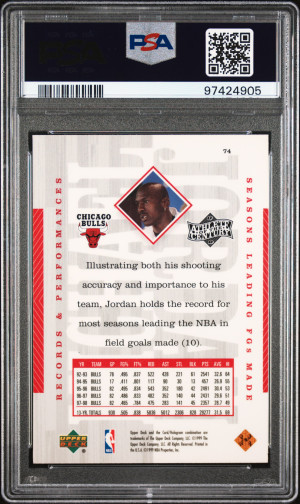1999 Upper Deck Michael Jordan - Athlete of the Century PSA 8.  🔥🐐🔥Card #74 back