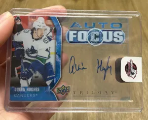 2021-22 Upper Deck Trilogy Auto Focus #AFQH Quinn Hughes front