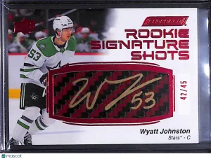 2023-24 Engrained Rookie Signature Shots Wyatt Johnston #RSS-WJ Red Stick /45 front