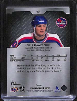 2023-24 Upper Deck Engrained Hockey Dale Hawerchuk #76 Ebony 19/49 SP HOF back