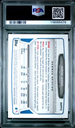 2013 Bowman Draft Picks & Prospects Aaron Judge #BDPP19 PSA 10 POP 5829 back