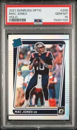 2021 Panini Donruss Optic Mac Jones Holo PSA 10 front