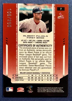 Albert Pujols 2004 Leaf Certified Jersey/Bat Mirror Red /250 back