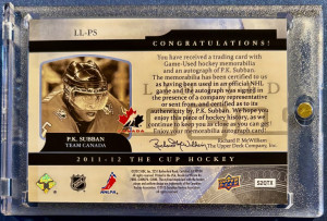 2011-12 The Cup Limited Logos /50 P.K. Subban back