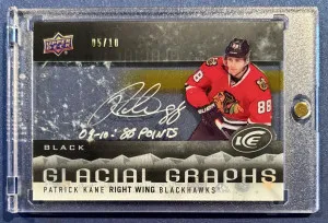 Patrick Kane 2014-15 Glacial Graphs Black Inscription Auto /10 front
