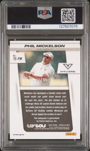 2025 Panini Prizm LIV Golf Throwback Sign Phil Mickelson #TSPM Blue /99 PSA 10 back
