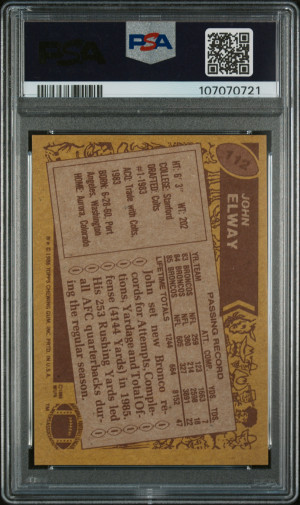 1986 Topps John Elway back