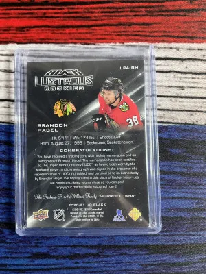 Upper Deck Black Lustrous Rookies Brandon Hagel #LPA-BH 093/125 Patch back