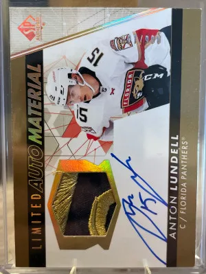 2022-23 UD SP Authentic Anton Lundell Limited Auto Patch /100 front