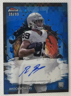 2024 Topps Finest Brock Bowers RC blue geometric /99 auto front