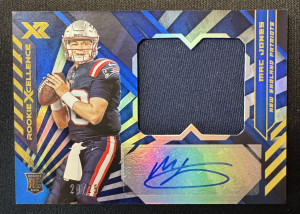 2021 Panini XR Mac Jones Rookie Xcellence Patch Auto /25 front