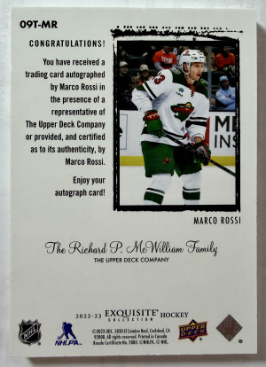 Marco Rossi 1/1 Exquisite back