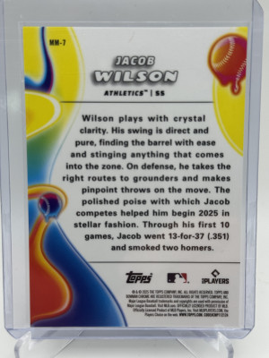 2025 BOWMAN CHROME JACOB WILSON MELT MASHERS MINI DIAMOND REFRACTOR /150 RC back