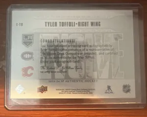 2023-24 SP Authentic Evolve Autographs #E-TO Tyler Toffoli AUTO On Card back