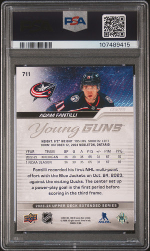 2023 Upper Deck Adam Fantilli young guns rookie back
