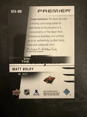 2023-24 Premier Matt Boldy On The Forefront /125 back