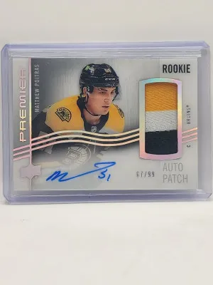 Matthew Poitras 2023-24 Upper Deck Premier Rookie Auto Patch 3 Color / 99 front