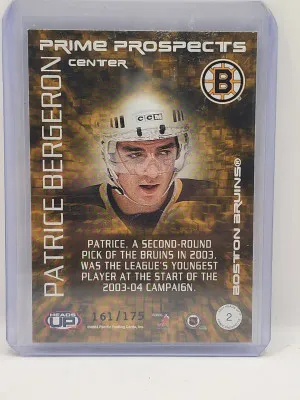 Patrice Bergeron 2004 Pacific Prime Prospects RC /175 back