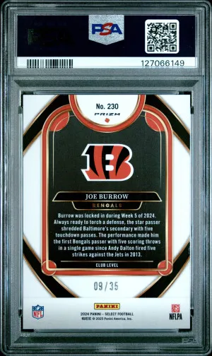 2024 Panini Select Joe Burrow White Prizm back
