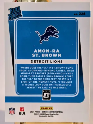 Amon-Ra St. Brown - 2021 Panini Donruss Optic Rated Rookie #228 Detroit Lions back