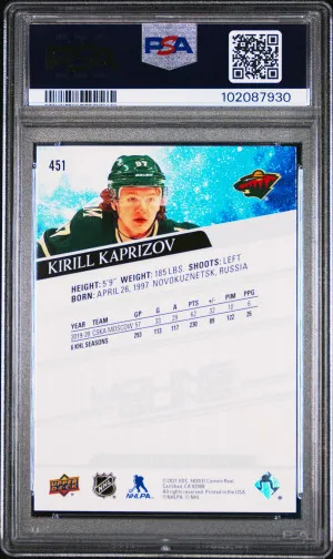 2020 Upper Deck Kirill Kaprizov Young Guns Rookie PSA 10 back
