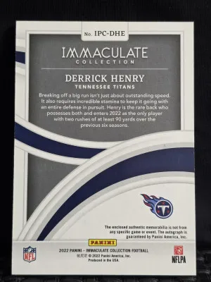 2022 Panini Immaculate #IPC-DHE Derrick Henry Players Collection Auto 47/49 back