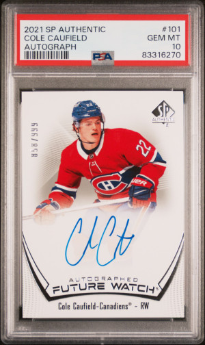 2021 Sp Authentic Cole Caufield Autograph /999 PSA 10 front