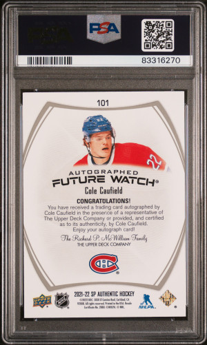 2021 Sp Authentic Cole Caufield Autograph /999 PSA 10 back