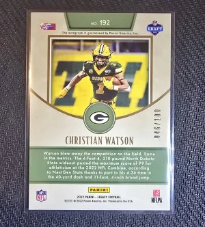 2022 Legacy Christian Watson Auto #/100 back