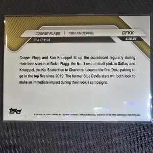2025 Topps Now Cooper Flagg/Kon Knueppel #/50 back